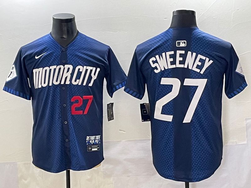Men 2025 Detroit Tigers #27 Sweeney Blue City Edition Nike MLB Jersey style 2->detroit tigers->MLB Jersey